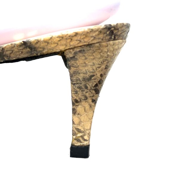 Stuart Weitzman Reptile Embossed Leather Slingback‎ Kitten Heels - Picture 9 of 14